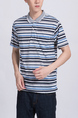 Colorful Striped Collared Chest Pocket Polo Men Shirt for Casual Party Office