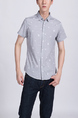 Gray Collared Button Down Plus Size Men Shirt for Casual Party Office