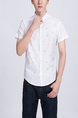 White Collared Button Down Plus Size Men Shirt for Casual Party Office