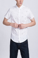 White Collared Button Down Plus Size Men Shirt for Casual Party Office