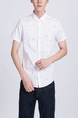 White Collared Button Down Plus Size Men Shirt for Casual Party Office