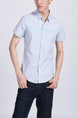 Blue Collared Button Down Plus Size Men Shirt for Casual Party Office