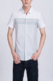 White and Gray Collared Button Down Plus Size Men Shirt for Casual Party Office