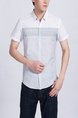 White and Gray Collared Button Down Plus Size Men Shirt for Casual Party Office
