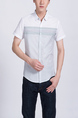 White and Gray Collared Button Down Plus Size Men Shirt for Casual Party Office