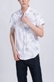 White  Chest Pocket Collared Button Down Plus Size Men Shirt for Casual Party Office