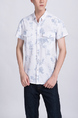 White  Chest Pocket Collared Button Down Plus Size Men Shirt for Casual Party Office