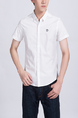 White Collared Button Down Plus Size Men Shirt for Casual Party Office