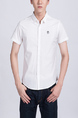 White Collared Button Down Plus Size Men Shirt for Casual Party Office