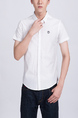 White Collared Button Down Plus Size Men Shirt for Casual Party Office