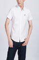 White Collared Button Down Plus Size Men Shirt for Casual Party Office