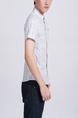 White Colorful Striped Button Down Collared Plus Size Men Shirt for Casual Party Office