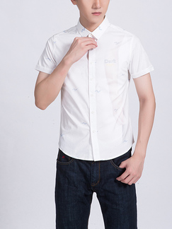 White Collared Button Down Plus Size Men Shirt for Casual Party Office
