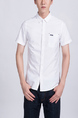 White Collared Chest Pocket Button Down Plus Size Men Shirt for Casual Party Office
