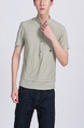 Beige Mandarin Collared Chest Pocket Plus Size Polo Men Shirt for Casual Party Office