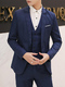 Blue Lapel Pockets Button Down Long Sleeve Plus Size Men Suit for Party Evening Cocktail Office Groomsmen