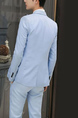 Sky Blue Lapel Pockets Button Down Long Sleeve Plus Size Men Suit for Party Evening Cocktail Office Groomsmen