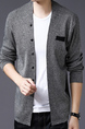 Gray Button Down Plus Size Long Sleeve Chest Pocket Men Cardigan for Casual Office