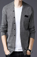 Gray Button Down Plus Size Long Sleeve Chest Pocket Men Cardigan for Casual Office