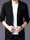 Black Button Down Plus Size Long Sleeve Chest Pocket Men Cardigan for Casual Office