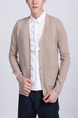 Beige Button Down Plus Size Long Sleeve Pocket Men Cardigan for Casual Office