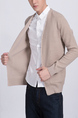 Beige Button Down Plus Size Long Sleeve Pocket Men Cardigan for Casual Office