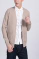 Beige Button Down Plus Size Long Sleeve Pocket Men Cardigan for Casual Office