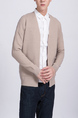 Beige Button Down Plus Size Long Sleeve Pocket Men Cardigan for Casual Office