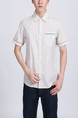 White Collared Chest Pocket Button Down Men Shirt for Casual Office Party