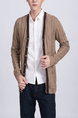 Brown Button Down Knit Long Sleeve Men Cardigan for Casual Office