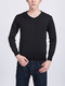 Black Solid Crew Neck Long Sleeve Men Sweater for Casual