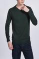Green Solid Crew Neck Long Sleeve Men Sweater for Casual