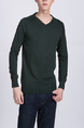 Green Solid Crew Neck Long Sleeve Men Sweater for Casual