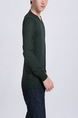 Green Solid Crew Neck Long Sleeve Men Sweater for Casual