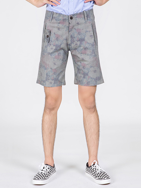 Gray Camoflouge Above Knee Men Shorts for Casual