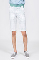 White Above Knee Grid Men Shorts for Casual