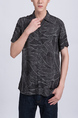 Black Button Down Collared Men Shirt for Casual Office Party