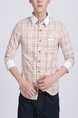 Beige And White Button Down Collared Plus Size Men Shirt for Casual Office Party