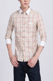 Beige And White Button Down Collared Plus Size Men Shirt for Casual Office Party