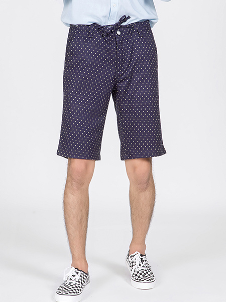 Blue Polkadot Knee Length Men Shorts for Casual