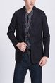 Black Chest Pocket Long Sleeve Lapel Button Down Men Jacket for Casual