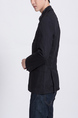 Black Chest Pocket Long Sleeve Lapel Button Down Men Jacket for Casual