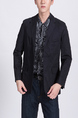 Black Chest Pocket Long Sleeve Lapel Button Down Men Jacket for Casual