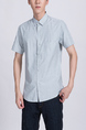 Gray Button Down Collared Chest Pocket Plus Size Men Shirt for Casual Party Office