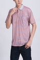 Pink Polo Collared Chest Pocket Men Shirt for Casual Party Office