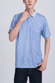 Blue Polo Chest Pocket Collared Men Shirt for Casual Party Office