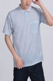 Gray Collared Chest Pocket Polo Plus Size Men Shirt for Casual Party Office