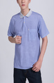 Blue Collared Chest Pocket Polo Plus Size Men Shirt for Casual Party Office