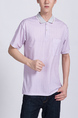 Pink Collared Chest Pocket Polo Men Shirt for Casual Party Office