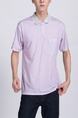 Pink Collared Chest Pocket Polo Men Shirt for Casual Party Office